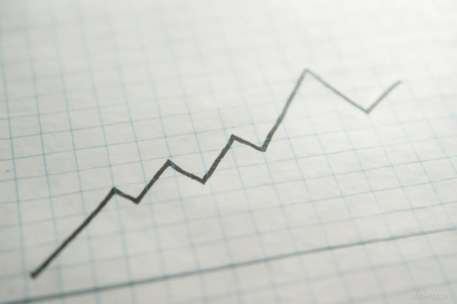 a pencil line graph drawn on graph paper with no numbers on the axes, close crop, daylight